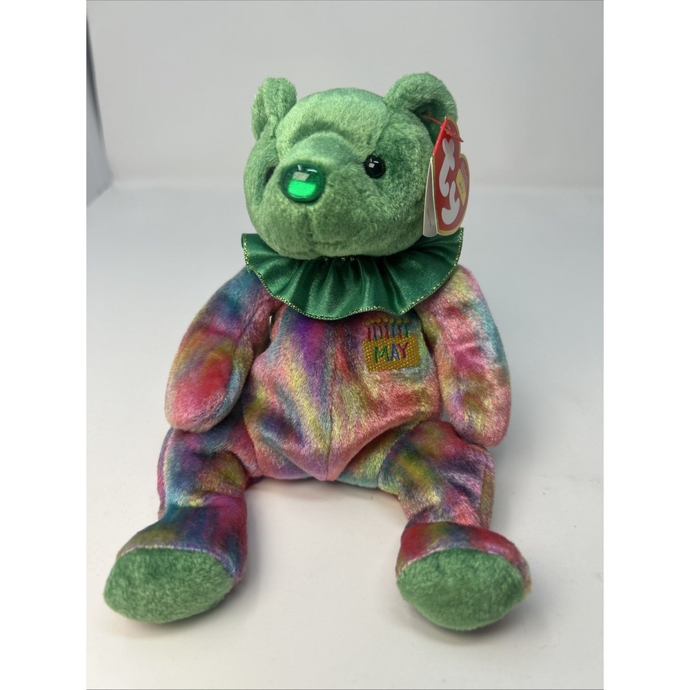 TY Beanie Baby MAY the Birthday Bear (7.5 inch) With Tags Emerald Birthstone
